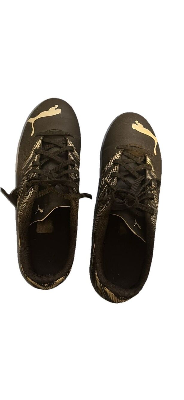PUMA Unisex Soccer Cleats, Black Main Color, Gold Studs, Youth Style